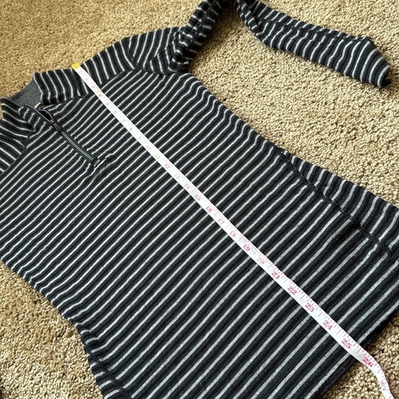 Smartwool 1/4 Zip Pullover Merino Wool Long Sleeve Baselayer Striped Black/Grey - Picture 7 of 7